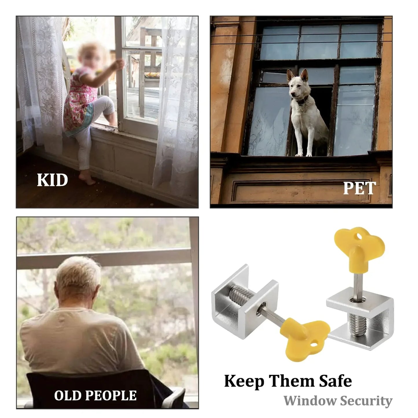 2pcs Window Lock Buckle Fixed Aluminum Alloy Screen Sliding Window Child Protection Safety Household Anti-Theft Limit Device