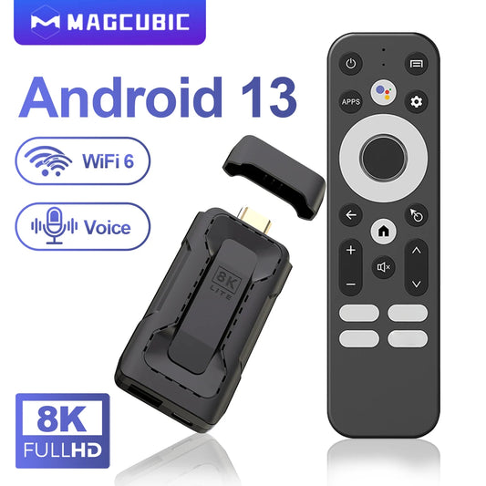 Transpeed Android13 Mini TV Stick 8K Video Decoding RK3528 Quad Core ARM Cortex A53 HDR10+ Voice Remote WIFI 6 BT5.0 TV BOX