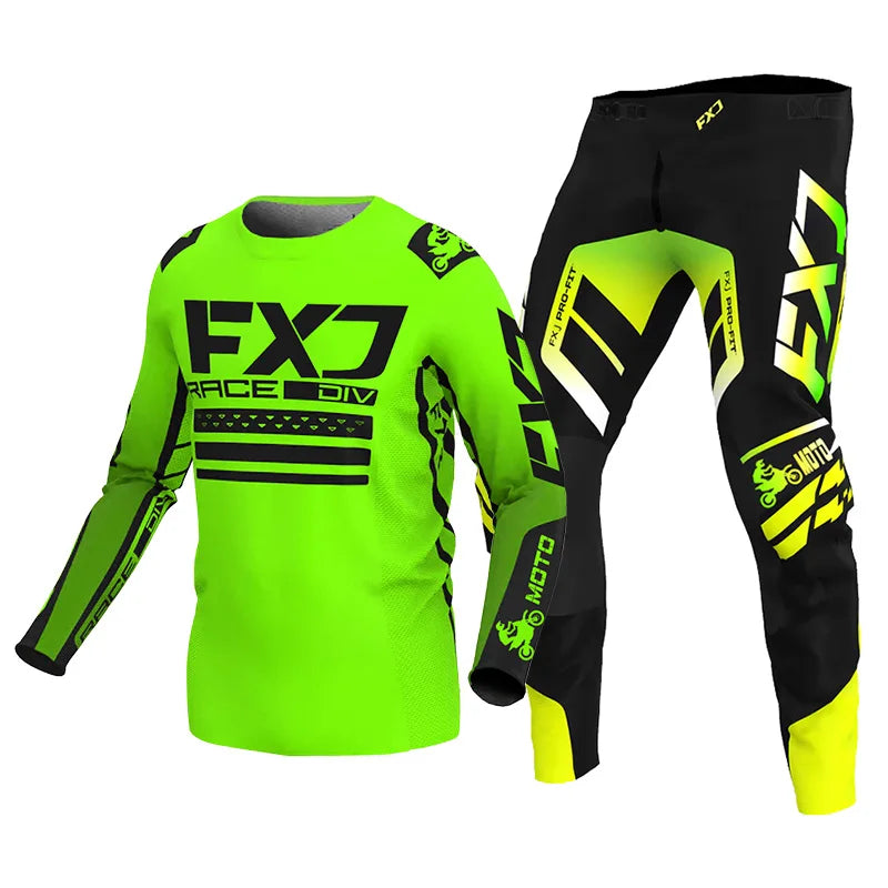 Motorcycle racing suit cross Mens Women'sMotocross Jersey Pant Kits Enduro MX MTB Off-road green red black pink yellow blue