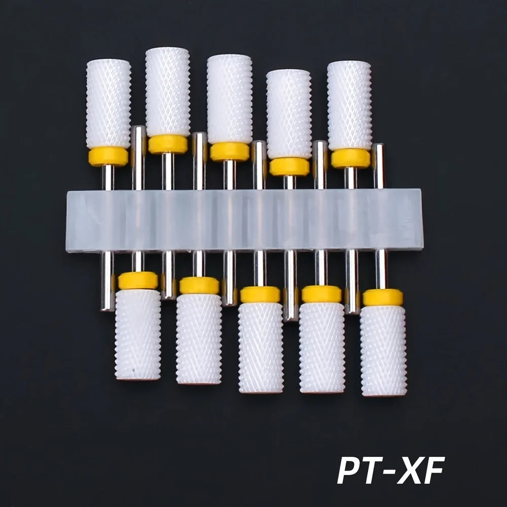 10pcs Ceramic Nail Drill Bits Set, Electric Manicure & Pedicure Milling Cutter, For Nail Polishing Machine
