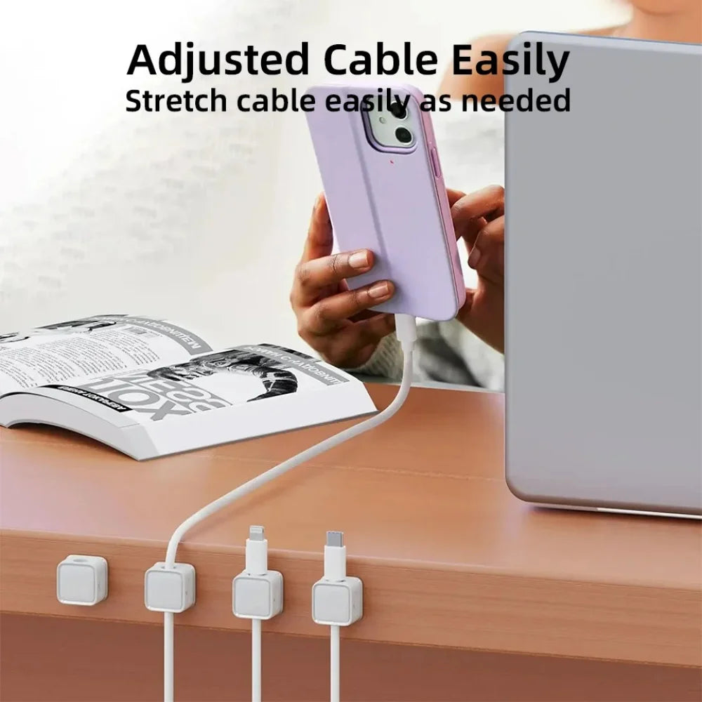 Magnetic Cable Organizer Cable Clips 1/3/6 PCS Management Wire Keeper Wall Data Cable Winder Adjustable Cord Holder Under Desk