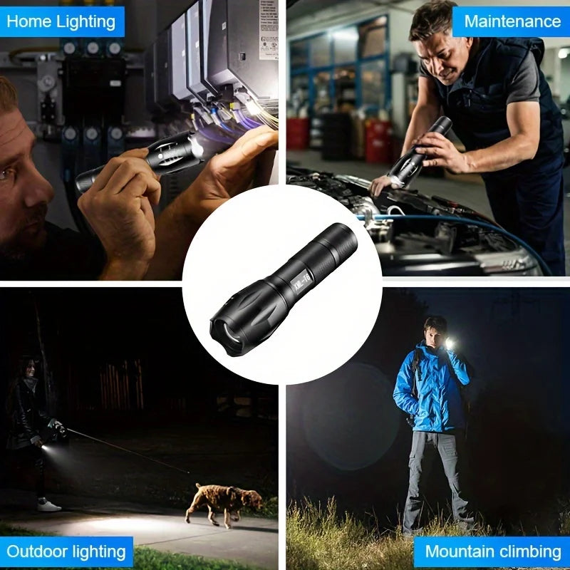 High Power Flashlights LED Strong Tactical Torch Self Defense Aluminum Alloy Waterproof Zoom Outdoor AAA Battery Powered 5 Modes