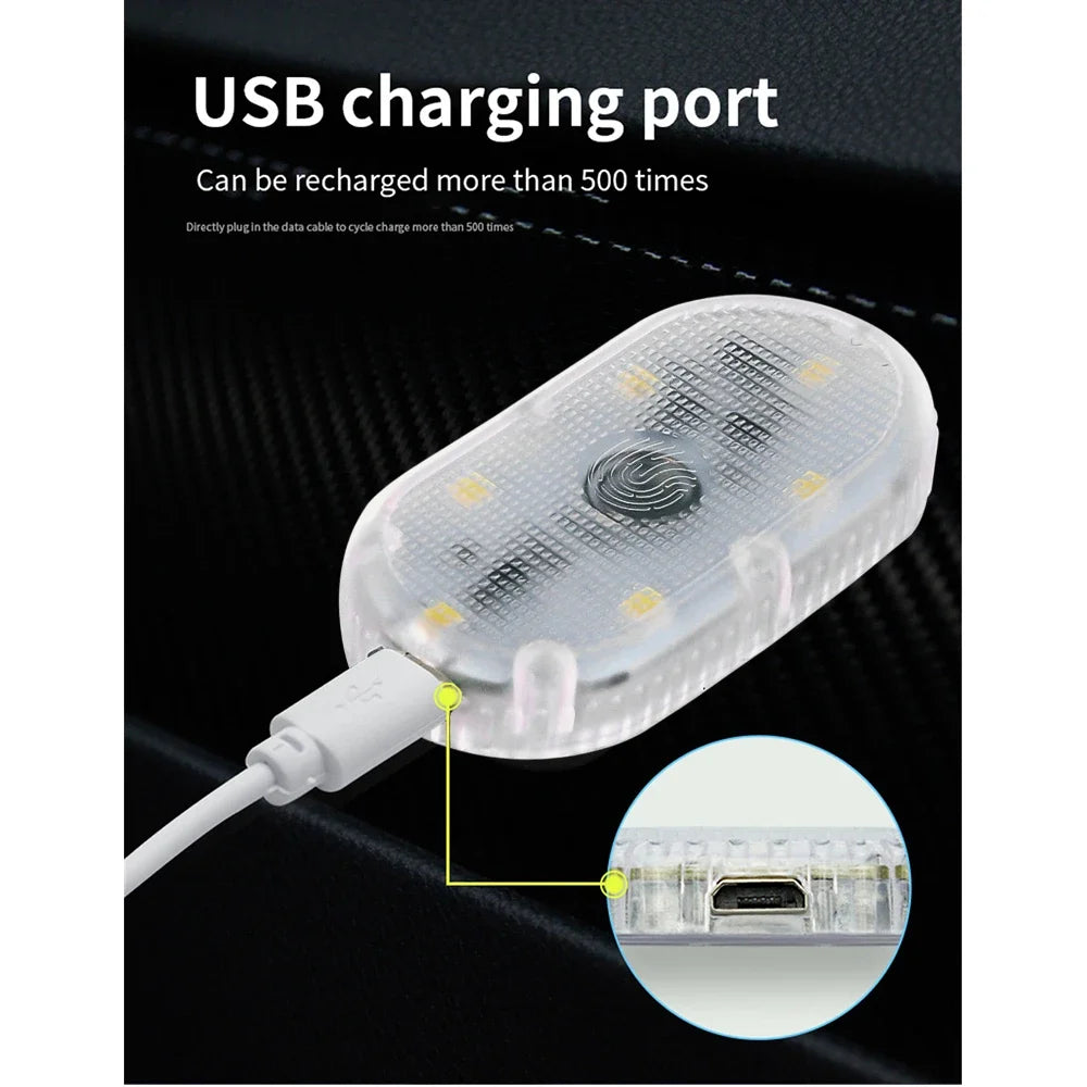 Car Interior LED Night Lighting Under Cabinet Light Touch Sensor Reading Lamp LED Book Lights USB Rechargeable Car Door Light