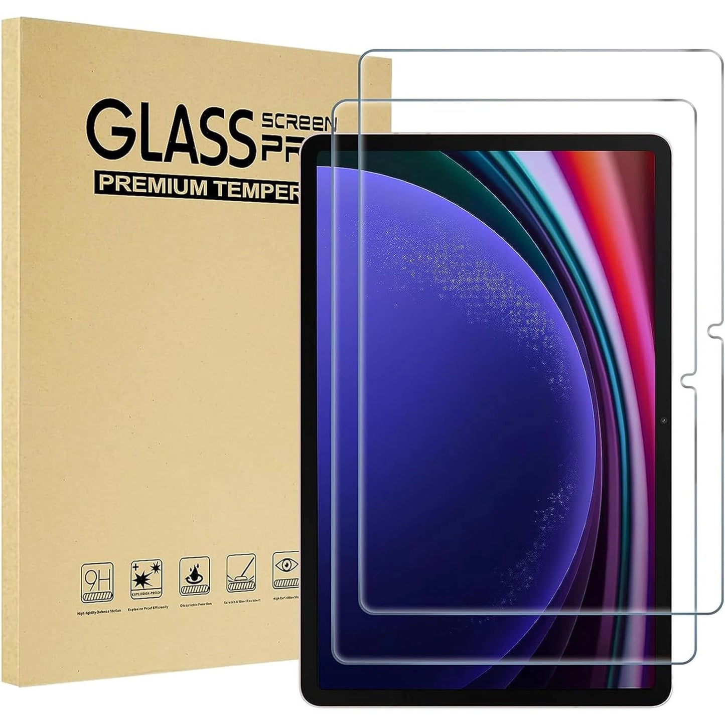 2pcs 9H Tempered Glass Screen Protector For Samsung Galaxy Tab S7 S8 S9 FE Plus 12.4'' 11.0 S5E A7 S6 Lite Tab A 10.1 A8 A9 Plus