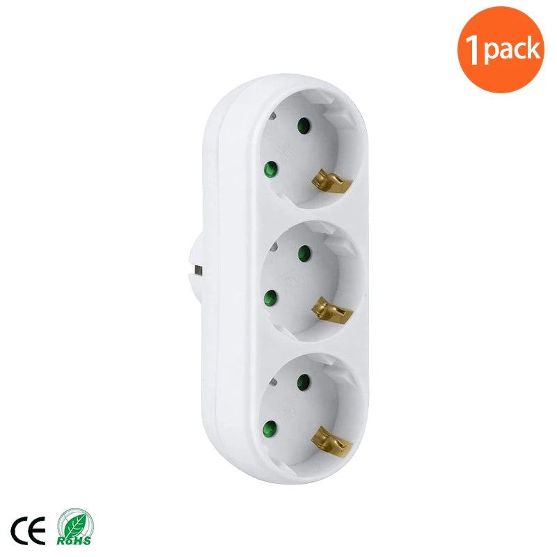 European Plug German Standard Wall Socket Extension Plug 1 to 3 Wall Plug Power Supply Expansion Converter Conversion Plug