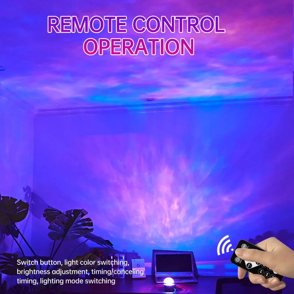 Starry Sky Projector Holiday Party Lights 5V USB Remote Control DMX Sound Active 7 Modes Night Light for Bedroom Christmas Decor