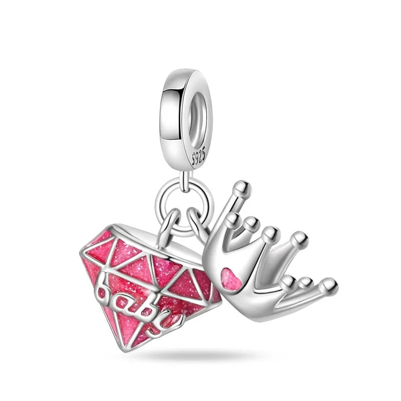 925 Sterling Silver Princess Powder Series Exquisite Daily Bow Sweet Charms Beads Fit Pan Original Bracelets DIY Jewelry