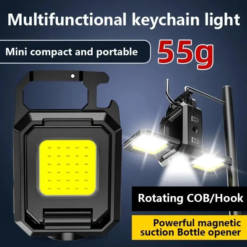 XPE Work Light COB LED Flashlight Pocket Outdoor Foldable Side 2 COBs Camping Hiking Lamp 800mAh USB Charging IPX4 Waterproof