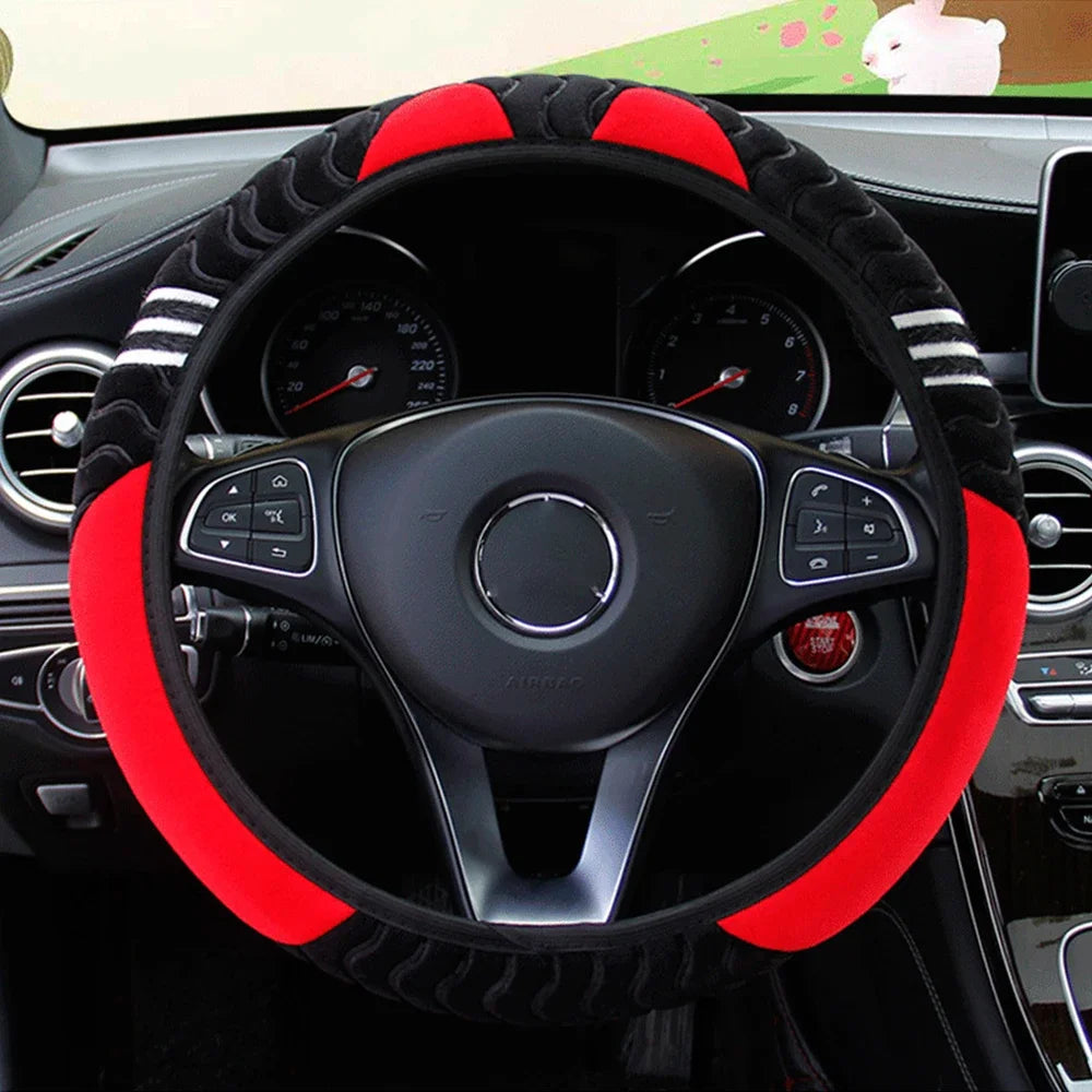Universal Car Steering Wheel Cover Little Monster Styling Decor Steering Wheel Elastic Covers for Men Women Winter Plush Warm