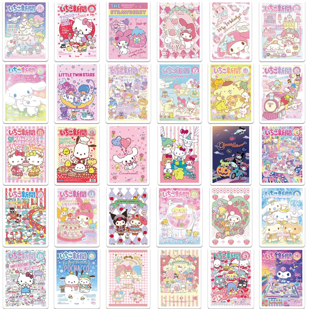 65pcs Kawaii MyMelody Sanrio Labels Sealing Stickers Aesthetic Decorative Stationery Diary Waterproof Cute Kids Sticker