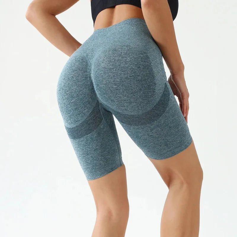 Amazon 2021 Summer Seamless Knit Peach Hip Yoga Shorts Sweatpants Fitness Base Shorts European And American Style Women's Yoga W