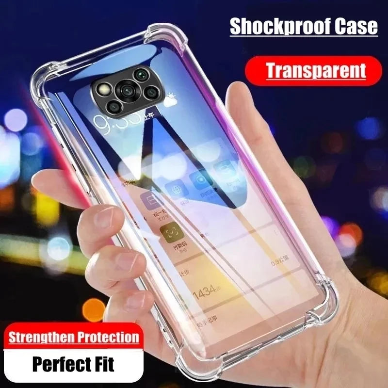 2Pcs Clear Shockproof Case For Xiaomi Poco X3 NFC Pro Soft Silicone Shell