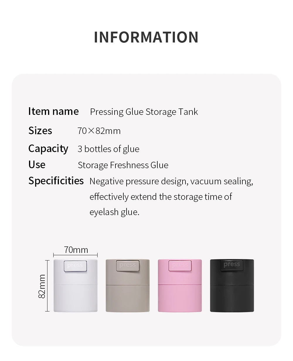 GLAMLASH Eyelash Glue Storage Tank Container Adhesive Stand Activated Carbon Sealed Storage Holder Container Adhesive