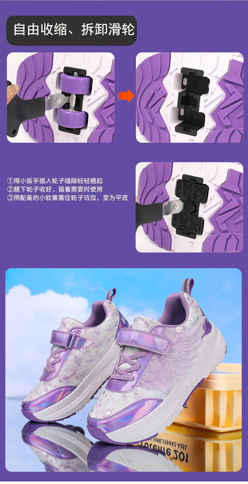 Kids Roller Skate Shoes Snickers With 4-Wheels Children Rollerskates Fashion Outdoor Sports Shoes Girls Boys Gifts