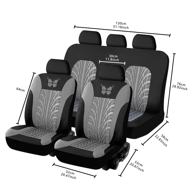 Butterfly Glamour Car Seat Cover Set Premium Bronzing 9-Piece Universal Fit for 5 Seats Fashionable Design Durable Comfortable