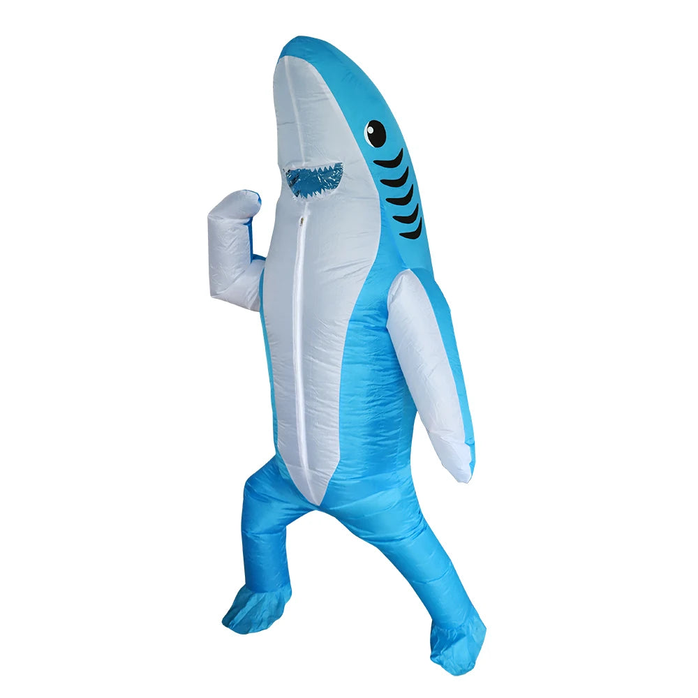 2 Sizes, Cute Unique Standing Shark Design Inflatable Suit, Halloween Christmas Play Inflatable Costume Props