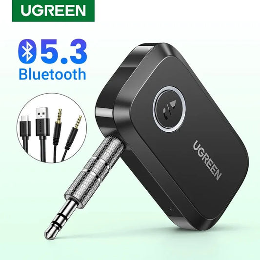 UGREEN Bluetooth 5.3 Car Receiver Adapter 3.5mm AUX Jacks for Car Speakers Audio Music Receiver Hands Free Bluetooth 5.3 Adapter