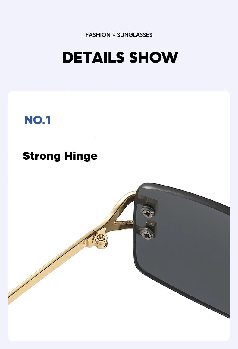 Square rimless sunglasses women Europe and the United States fashion modern glasses with street shot fashionable sunglasses