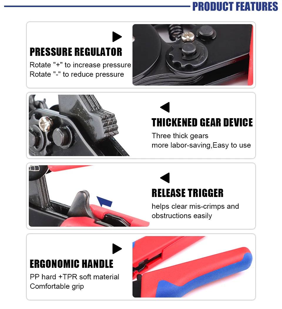 Manual Crimping Pliers HSC8 6-4A/HSC8 6-6A Tube Terminal Crimping Tool With Terminal Tip Set for Home Improvement and Electrica