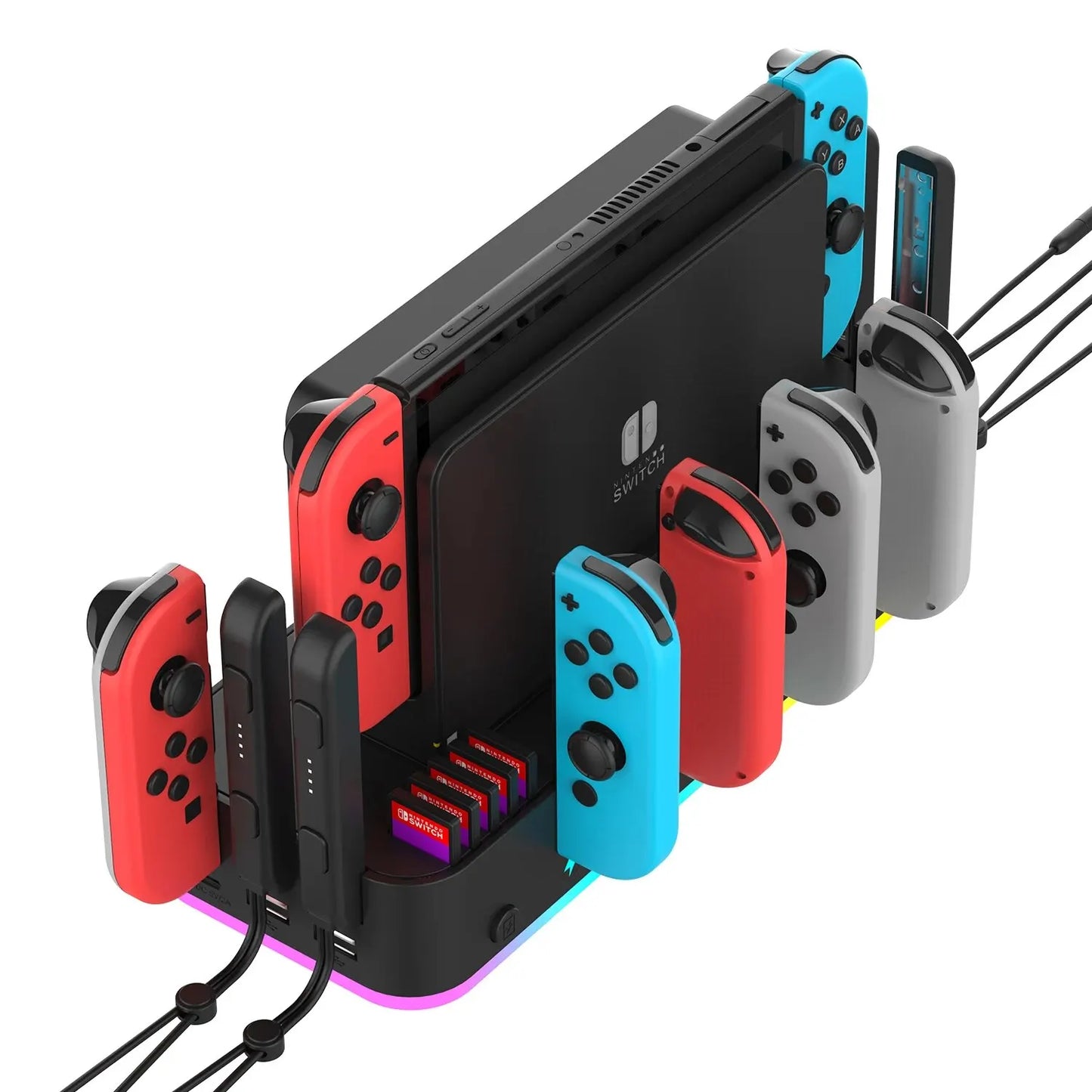 IPEGA PG-SW107 RGB Switch Wall Mount with Joy-Con Charger, Switch Holder for Nintendo Switch / OLED with Switch Organizer