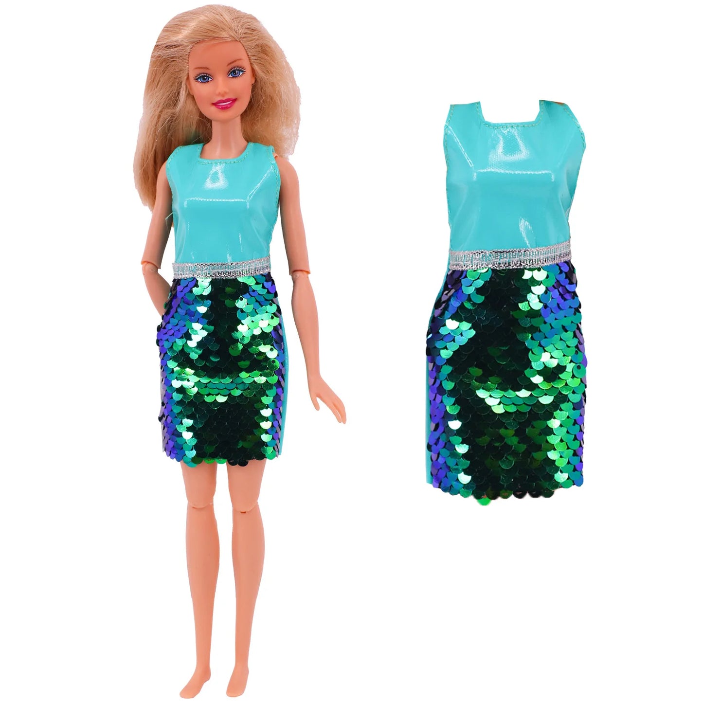 Flash Skirt Doll Dress For Barbie Clothes Accesories BJD Blyth 1/6 Dollhouse Miniature Items Toys For Girls