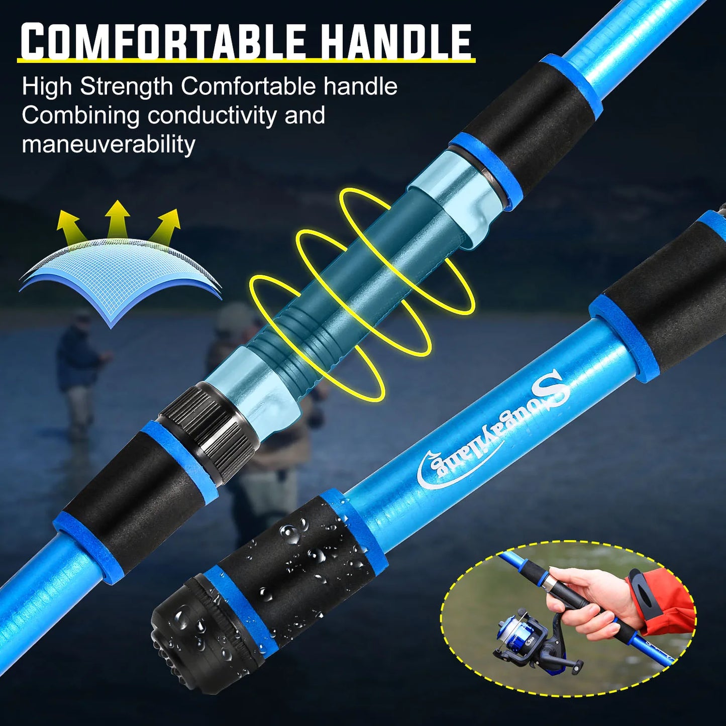 Sougayilang 1.8M Spinning Fishing Rod M Power Telescopic Children Fishing Telescopic Rock Fishing Pole Carp Feeder Surf Beginner