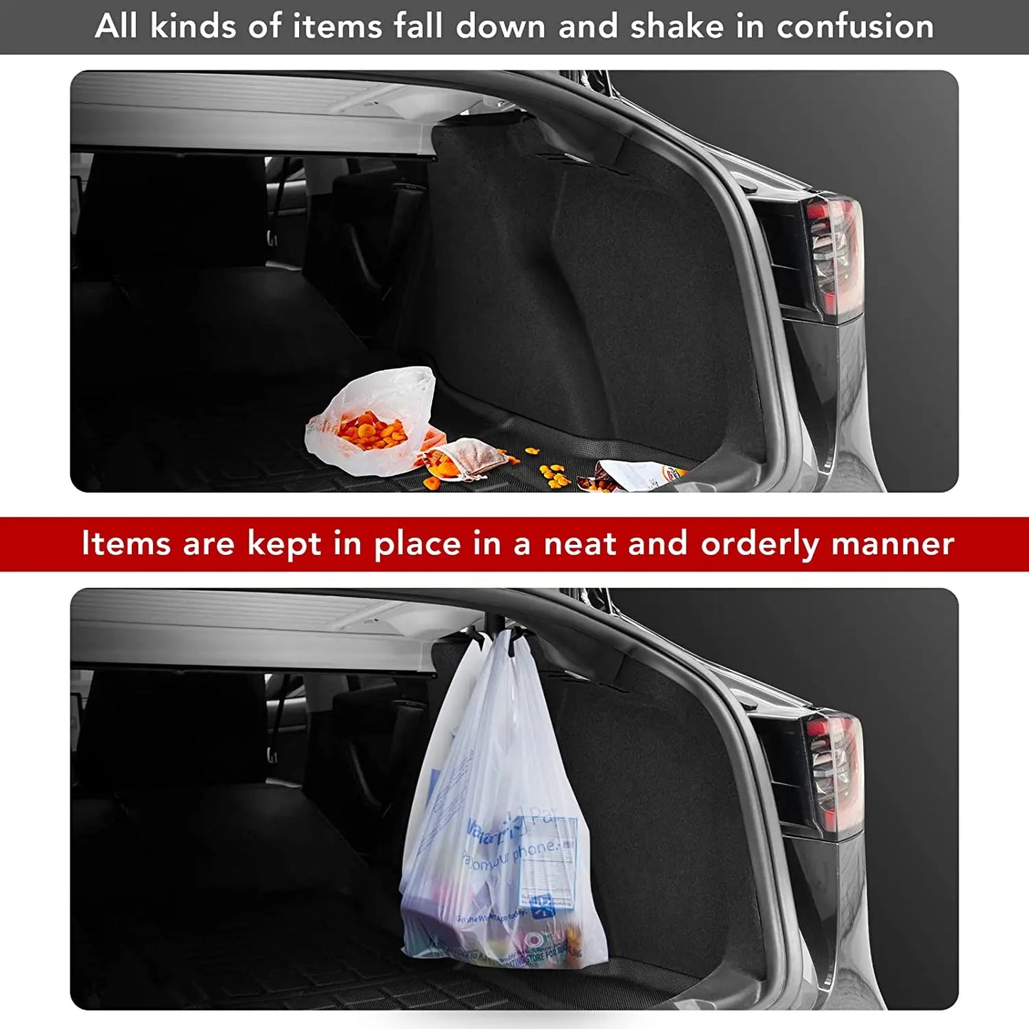 USVOTOV For Tesla Model 3 Highland 2025 2024 Trunk Hook Grocery Bag Holder Car Pendant Luggage Organizer Interior Accessories