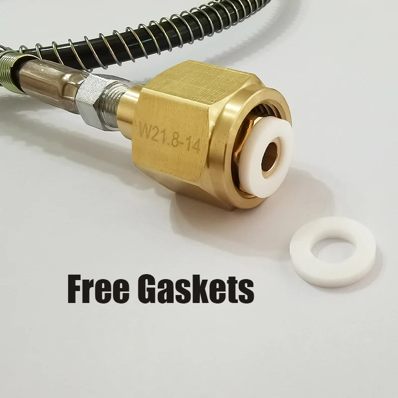 Soda Water Air Connect Co2 Cylinder Tank (TR21-4 Thread Type) Refill Adaptor With Hose Gauge Kit W21.8-14 G3/4 CGA320 Connector