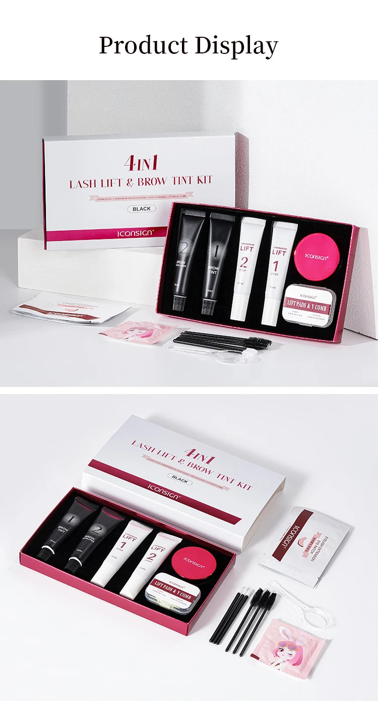 ICONSIGN 4 IN1 Set Lash Lift and Tint Kit Eyelash Lifting Brow Tint Dye Eyes Makeup Tools Patch With Glue Balm