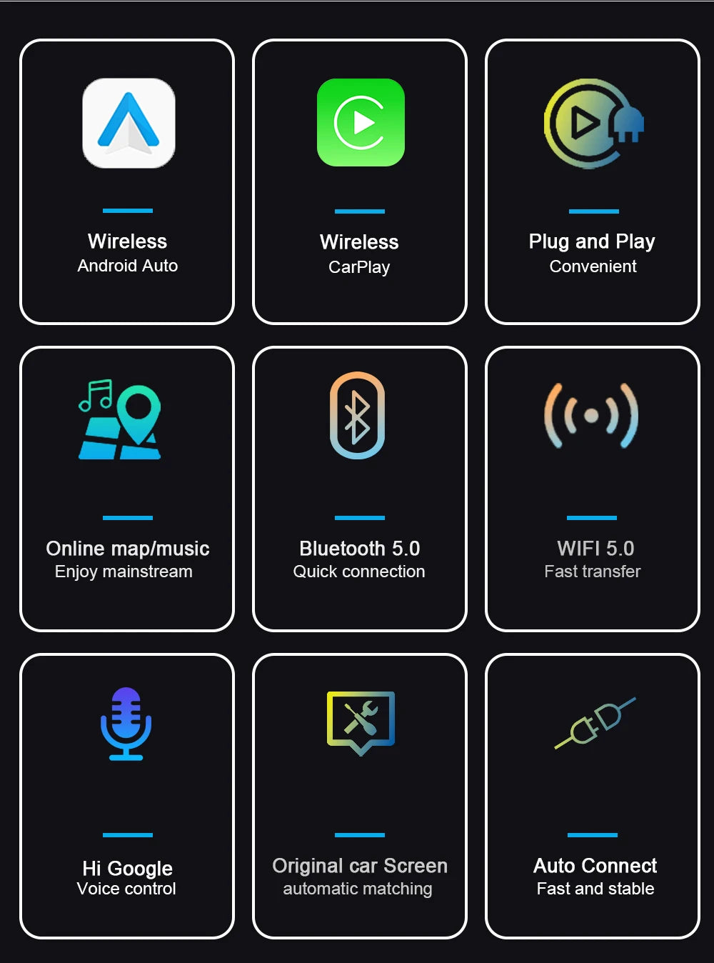 Acodo 2025 New Mini Dual interface Wireless Adapter Carplay/Android auto 2in1 function USB/Type-C convenience wired to wireless