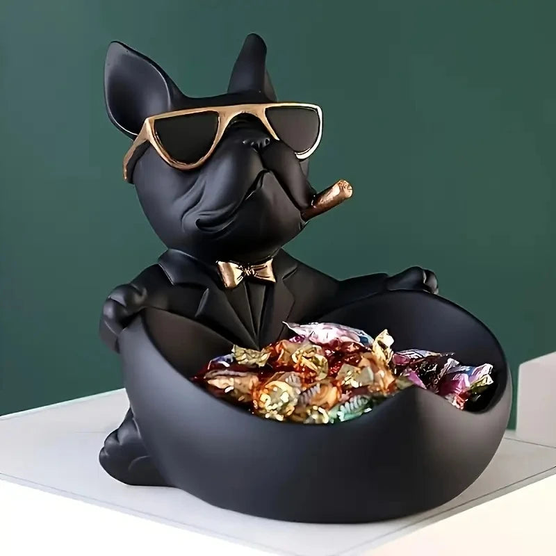 Creative Sunglasses Cool Dog Statue Bulldog Statue Storage Box Animal Decoration Resin Craft Art Statue Home Decoration Gift