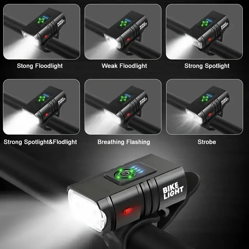 Bright Bicycle Light T6 LED Front USB Rechargeable MTB Mountain Bicycle Lamp 1000LM Bike Headlight Flashlight Cycling Scooter
