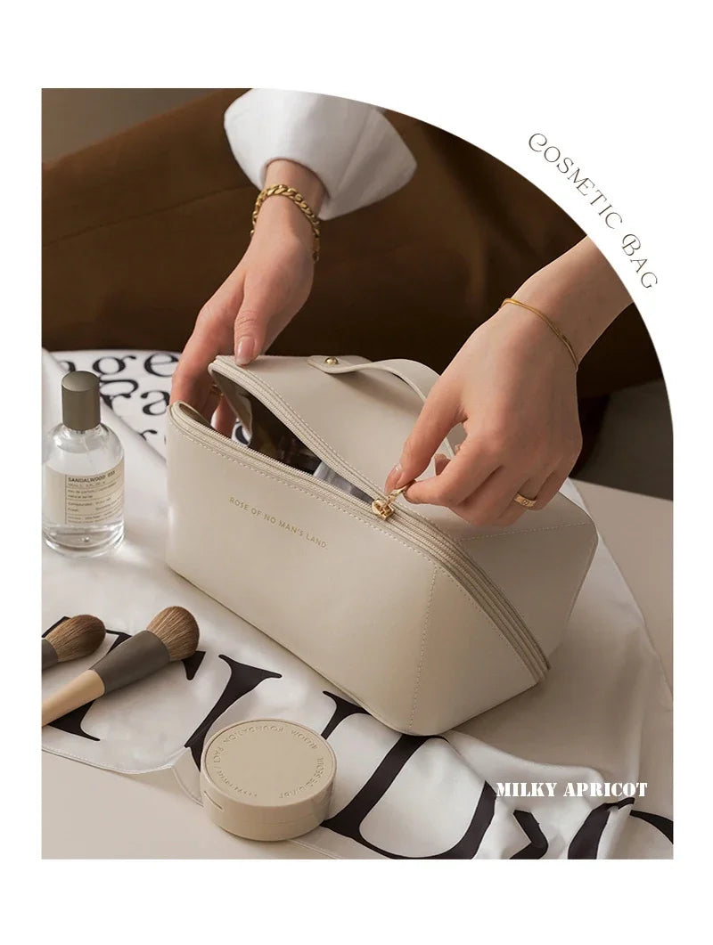 Large Pu Leather Travel Cosmetic Bag for Women Cosmetic Organizer High-capacity Makeup Bag Storage Pouch For Female Makeup Box