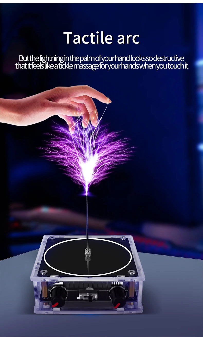 Music Tesla Coil Bluetooth/AUX Dual Mode Music Box Artificial Lightning Touchable Audio Input Bluetooth Science Experiments