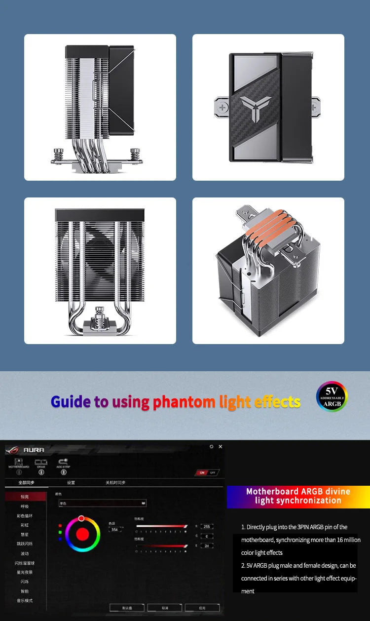 Jonsbo CR 1400 V2 CPU Cooler ARGB Quiet Fan 4 Heat Pipes Air Radiator for LGA1700 1200 115X AM4 AM5 PC Processor Heatsink Cooler