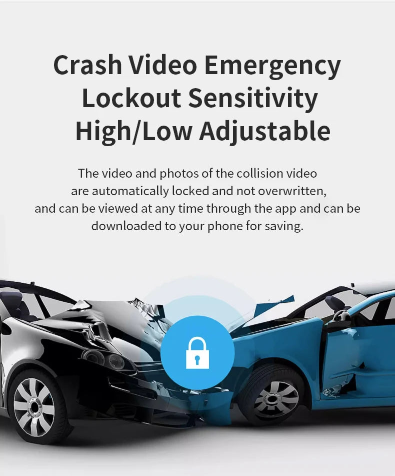 HP Car Recorder 2K 1440P Car Camera HD Night Vision Parking Monitoring Car WiFi Car DVR Video Loop Recording