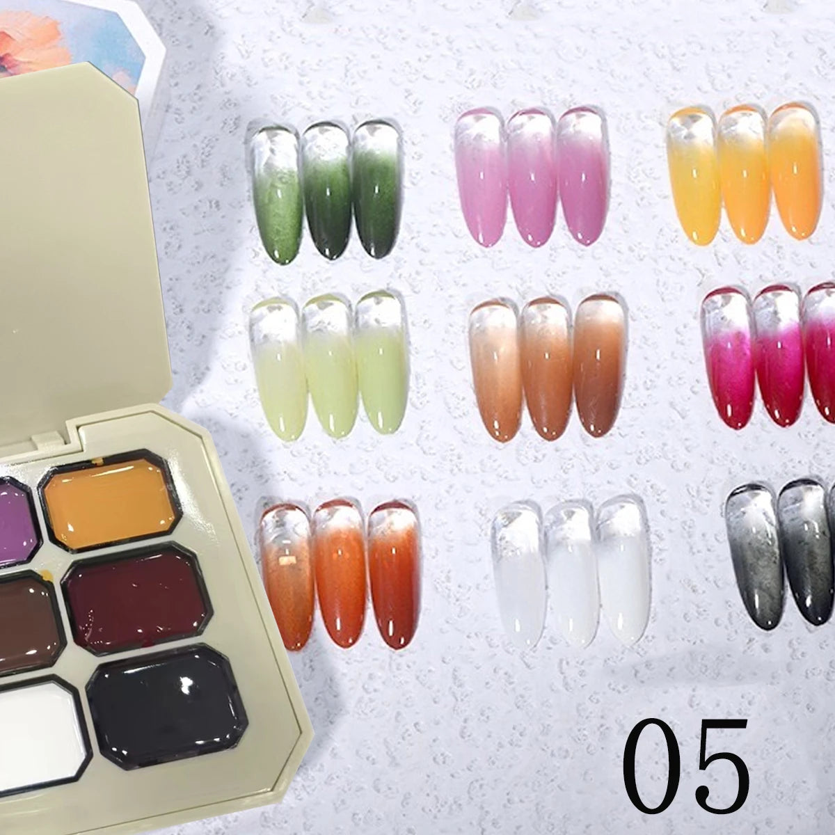 1pc solid color nail polish glue 9-grid color painting glue high saturation thick gradient patting glue nail art creation