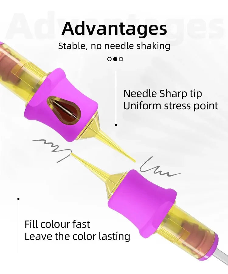 NAOM 10PCS naom PMU Sterilized Tattoo Cartridge Needles RL RS Permanent Makeup Round Liner#0.15#0.18#0.20#0.25#0.30