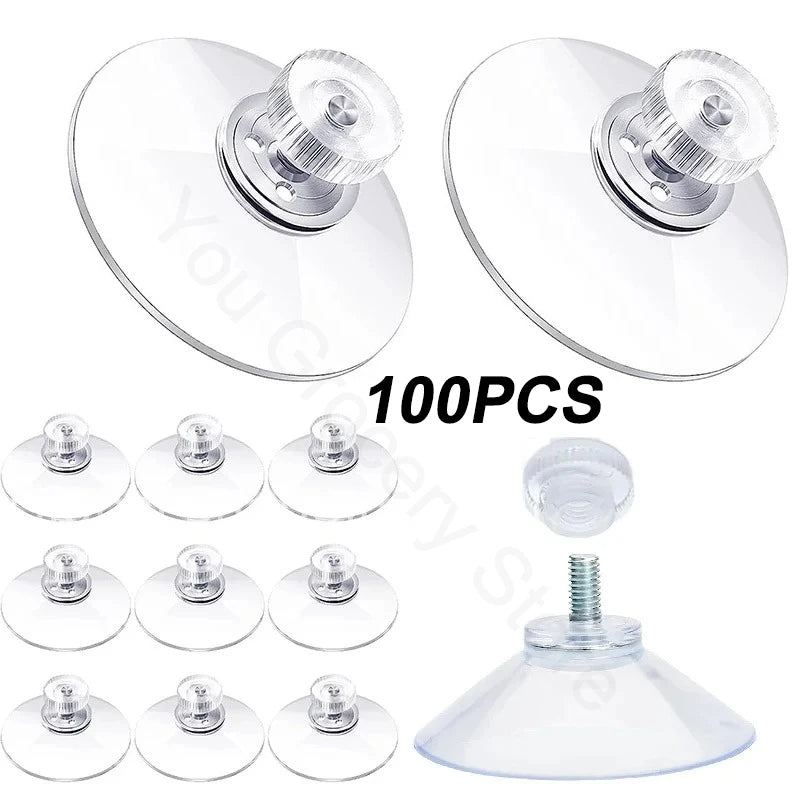 4CM transparent strong PVC suction cup hook with M4 screw rod plastic M5 nut foot pad waterproof storage fixed
