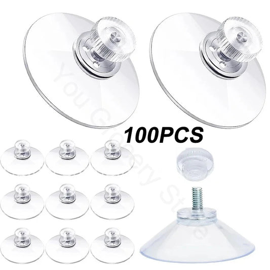 4CM transparent strong PVC suction cup hook with M4 screw rod plastic M5 nut foot pad waterproof storage fixed