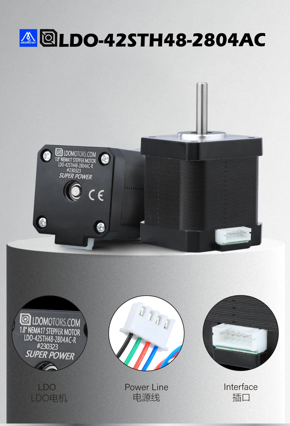 Mellow 3D Printer Accessories LDO Super Motor  Nema 17 Stepper 42STH48 2804AC-R 48MM For 3D Printer Parts Voron VzBoT Ender 5