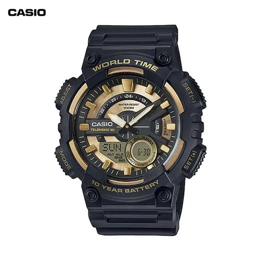 Casio AEQ-110W Men's Watch Black Samurai Digital Hands Dual Dial Multi-function Calendar Limit Star Style Fashion Activism Watch