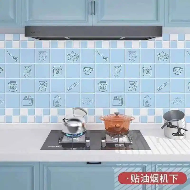 Kitchen Oil Resistant Stickers Waterproof Self-adhesive Wallpaper Stove Countertop Protective Pad Cabinet Countertop Marble Film