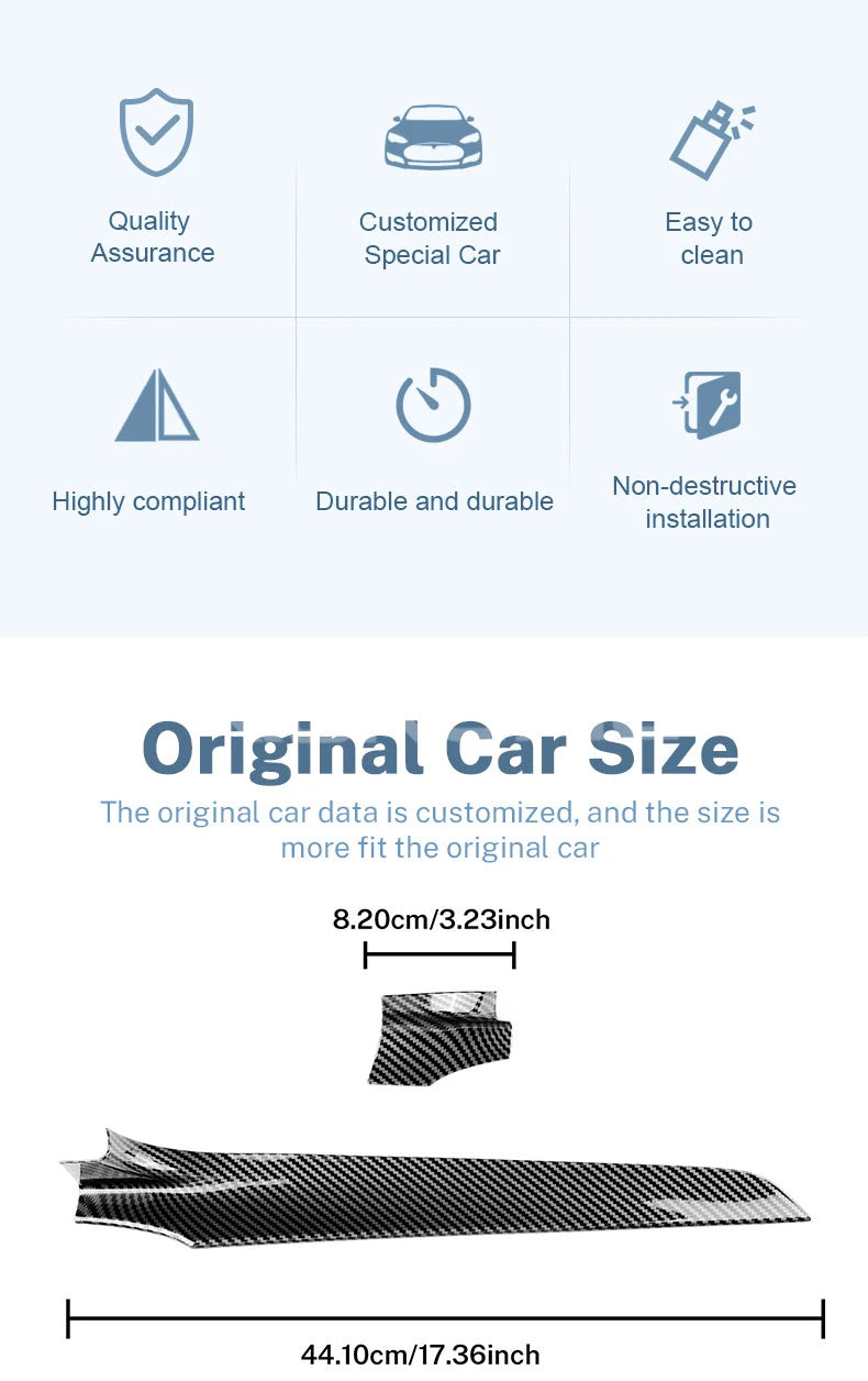 For Mercedes Benz C Class W205 C180 C200 GLC X253 2015 2016 2021 LHD RHD Carbon Fiber ABS Center Console Dashboard Trim Cover