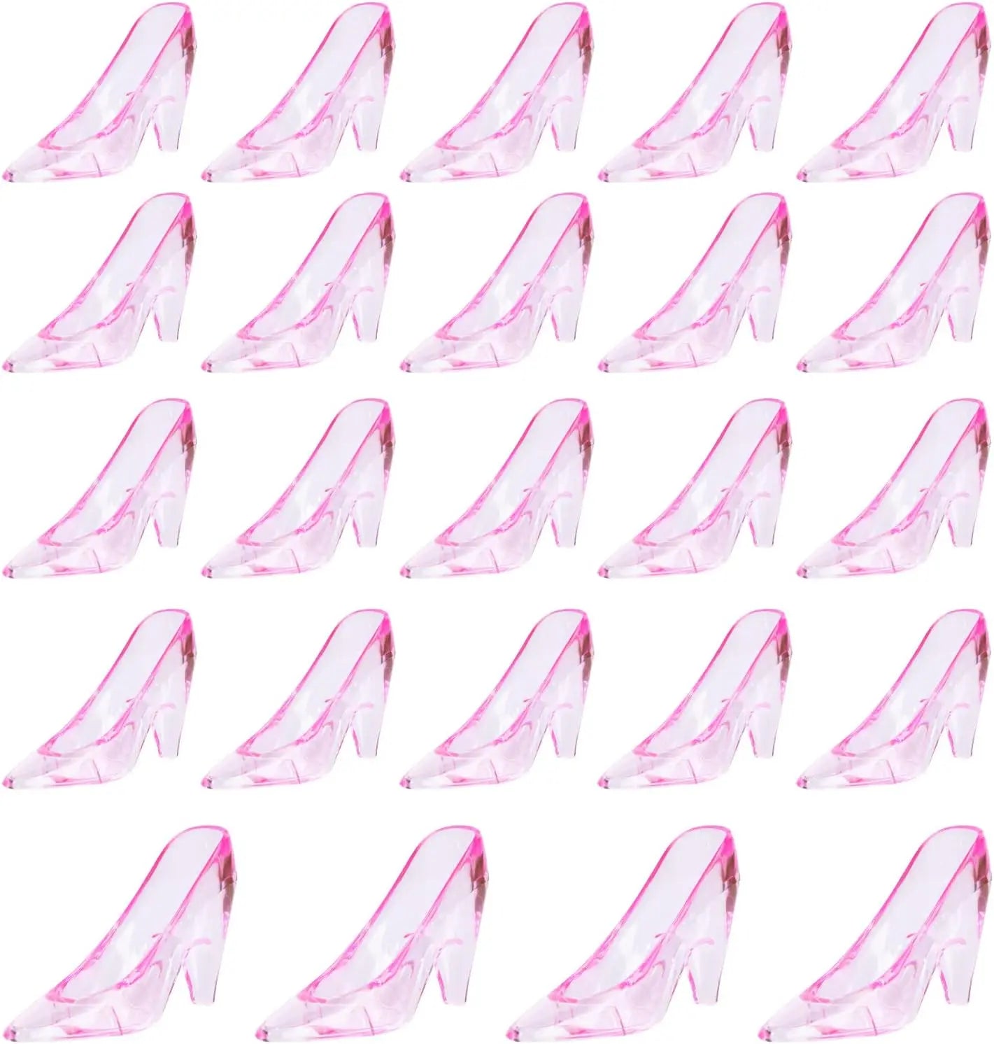 12PCS Mini Plastic Cinderella Slippers 3.5 Inch Glass Heels Princess for Wedding Birthday Party Table Candy Favors Decoration