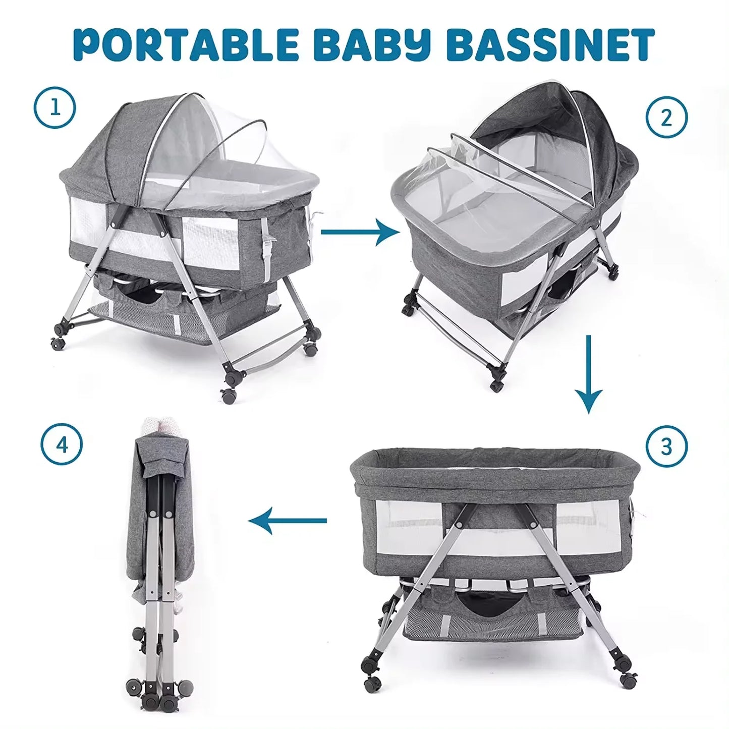 folding cheap movable Multi Function  Folding  Portable Baby Cot playpen babies Bed  Baby Crib