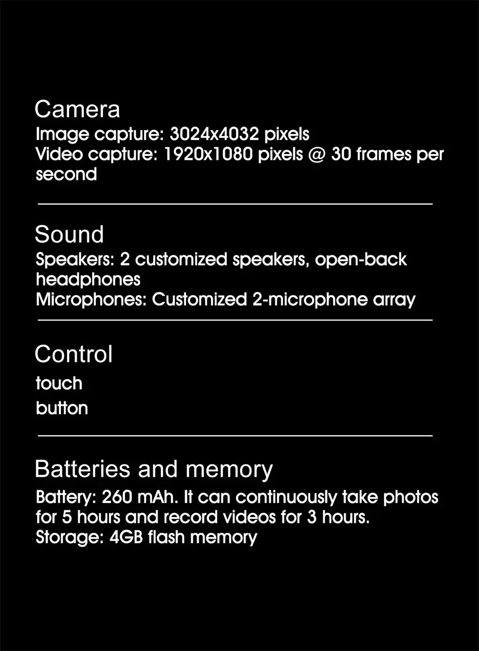 4K HD AI Smart Glasses With Camera Bluetooth Call Camera Chat GPT 260Mah Battery Assistant Control Waterproof Smart Glasses