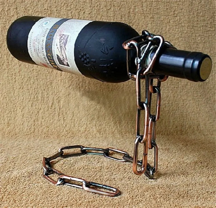 Floating Wine Bottle Holder - Magic Steel Chain Wine Rack for Suspended Display - Holds Any Long-Neck Wine Bottles