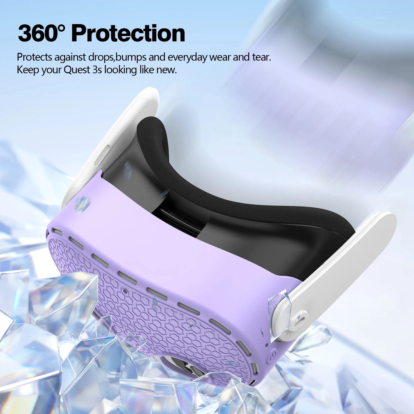 Silicone Protective Case for Meta Quest 3S VR Headset Shell Skin Protector Cover for Meta Quest 3S Accessories