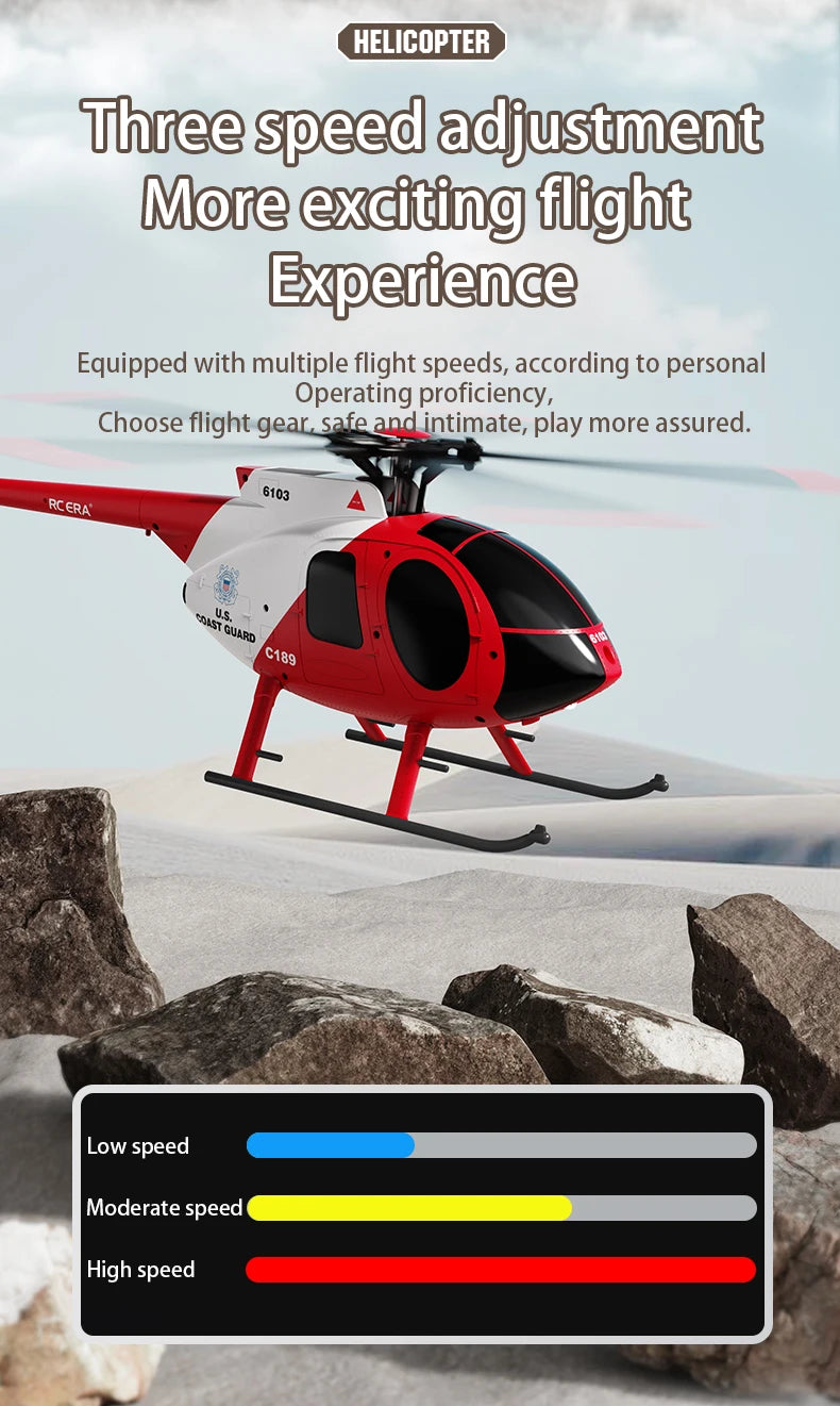 1:28 C189 RC Helicopter MD500 Brushless Dual-motor Remote Control Model 6-Axis Gyro Aircraft Toy One-click Takeoff/landing